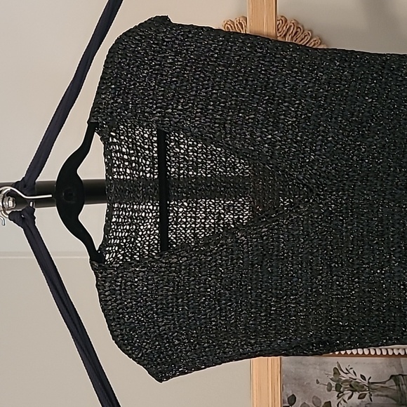 Elegant Black Open Wax Knit Dress - Picture 3 of 5